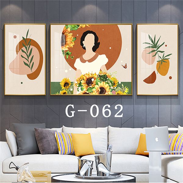 Nordic living room decorative painting, modern and simple sofa background wall hanging painting, light luxury and grand, postmodern triple mural Specification image