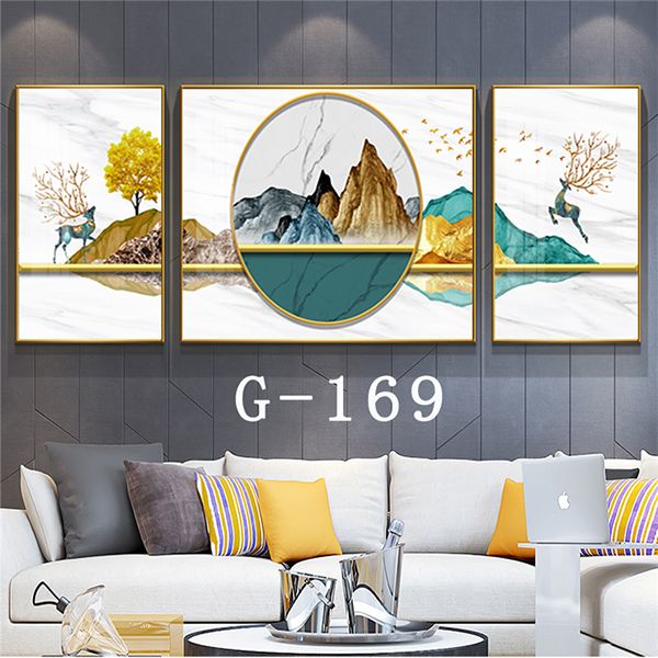 لوحة بسيطة حديثة ترسم لوحة ثلاثية للجبال صينية، لوحة رسم لوحة جدارية صينية جديدة Specification image