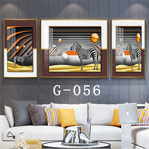 Nordic living room decorative painting, modern and simple sofa background wall hanging painting, light luxury and grand, postmodern triple mural detail image 4