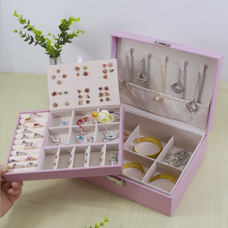 Double pu leather jewelry box
