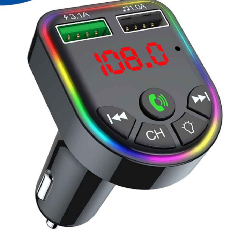 مركبة جديدة من طراز MP3 CAR F5 مزودة بمصابيح هواء ذات سبعة ألوان من جهاز تشغيل موسيقى Blutes Blue FM