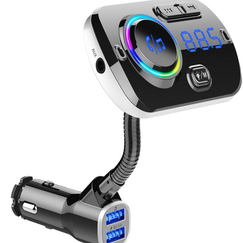 BC49AQ coche mp3 player bluetooth manos libres llamada luz de ambiente colorido QC3.0 cargador rápido coche mp3