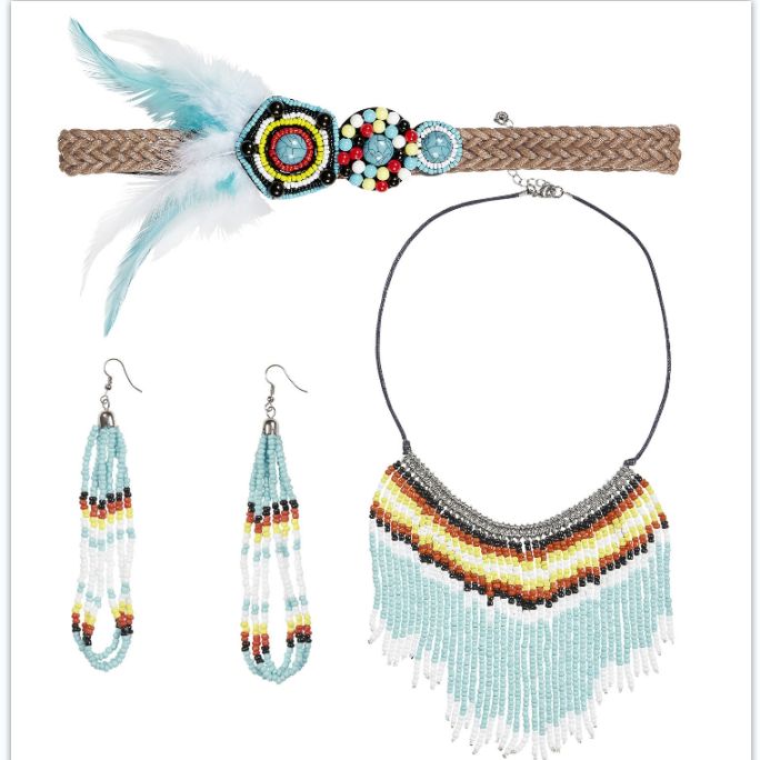 头戴米珠耳环米珠项链三件套化妆舞会