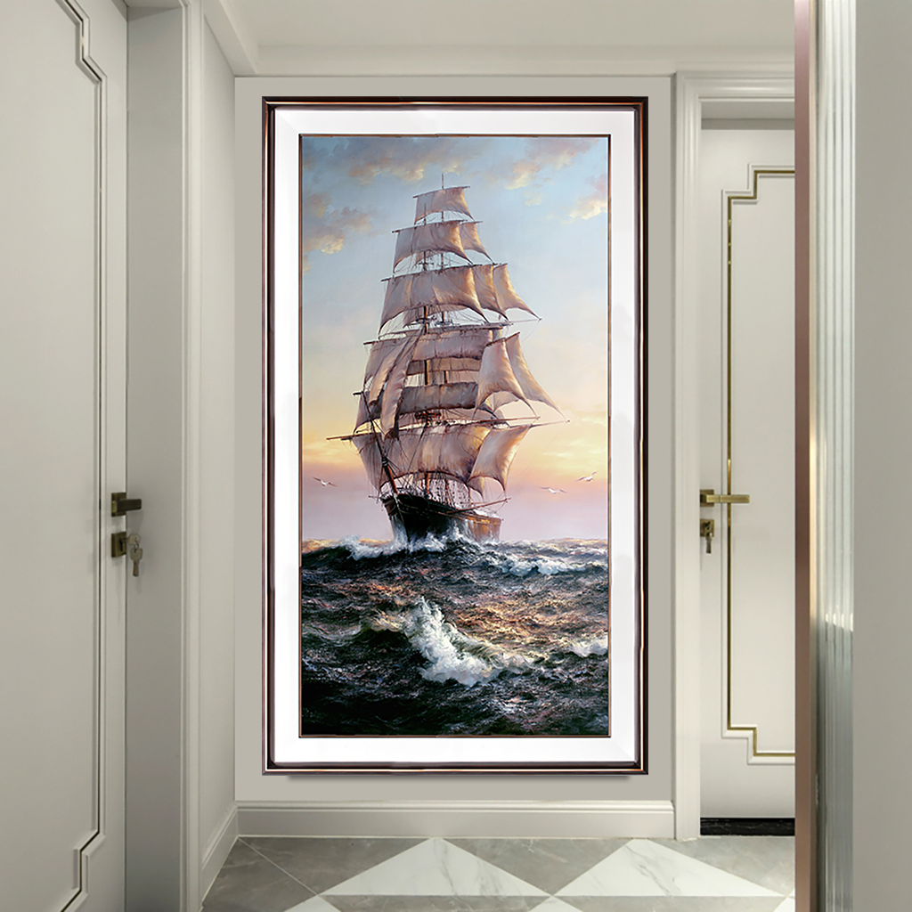 Porcelain paintings ride the waves
