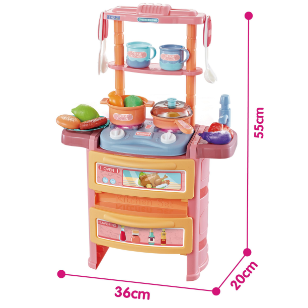 768-4密封彩盒装少女心欧式小款厨房套装 56cm声光出水双层餐台（麦粉色） （不包电 包电+0.5元）详情图3