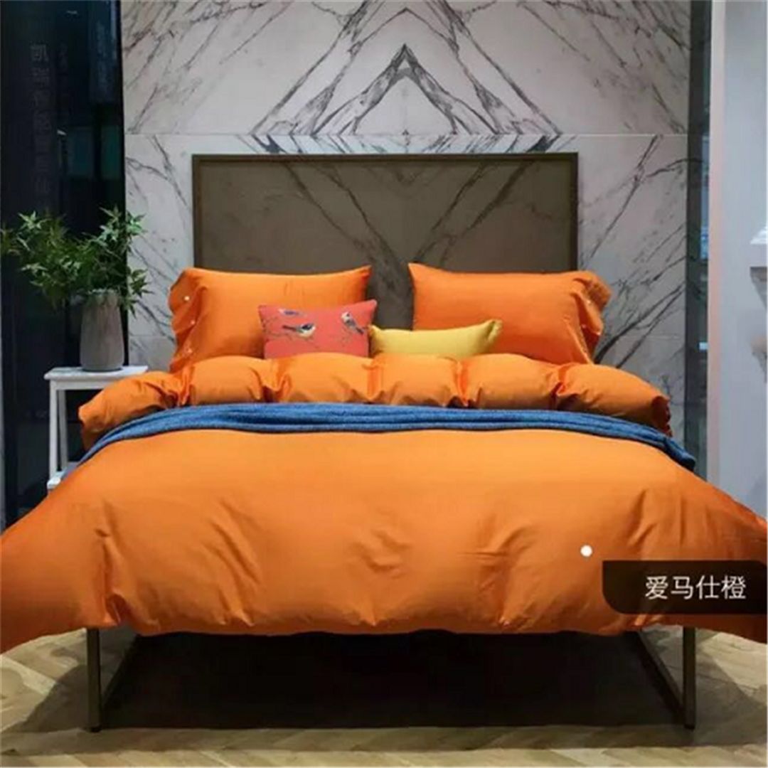 Hotel Guesthouse Guest rooms Linen solid color 100 bedding linen four-piece hotel quilt set