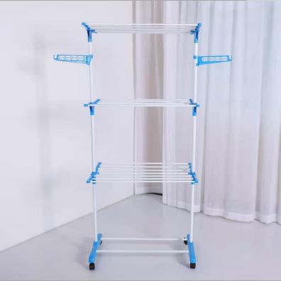 Steel pipe assembly floor bed linen clothes drying rack