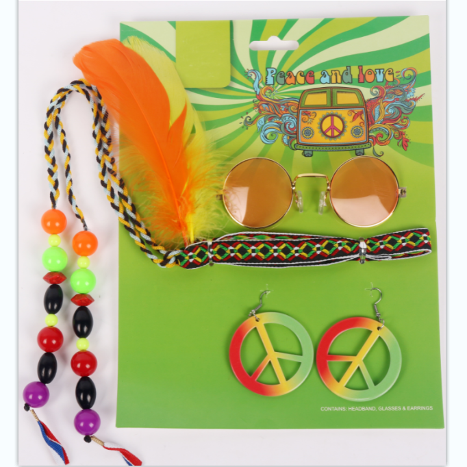 Three-piece masquerade ball set with glasses and earrings detail image 1