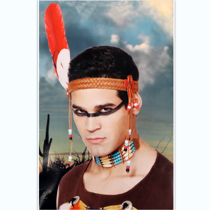 The Indians wore feathers and beads on their heads pic 1