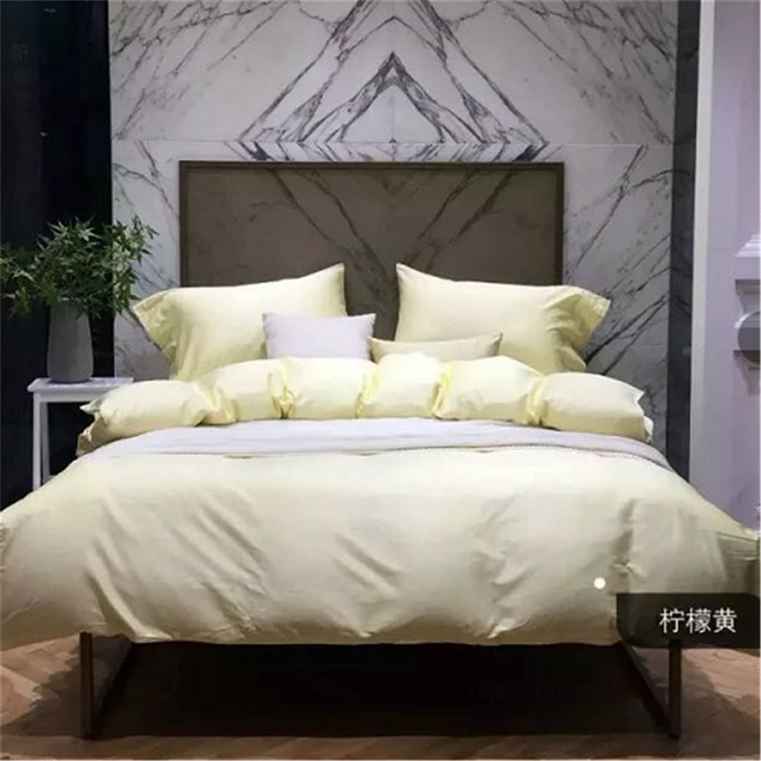 Hotel Guesthouse Guest rooms Linen pure color 100 bedding linen four-piece hotel bedding set