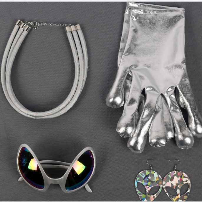 Alien necklace, gloves, glasses, earrings, four-piece masquerade ball set
