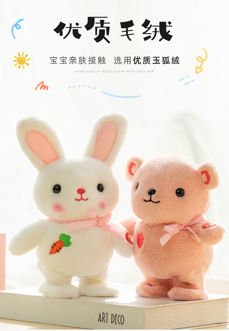 儿童毛绒电动玩具兔子会唱歌学说话走路小熊公仔男女宝宝生日礼物产品图