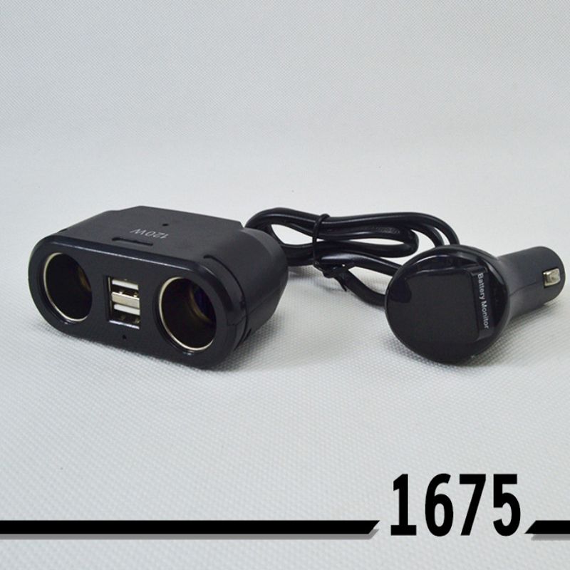 Pantalla digital un minuto dos cargadores de coche dual USB adaptador de encendedor de cigarrillo de coche un remolque dos fuentes de alimentación de coche