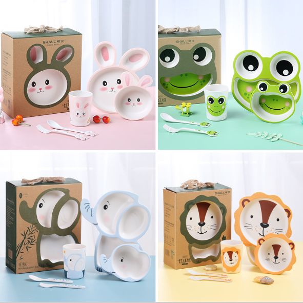 Bamboo fiber cartoon children creative ins tableware dishes