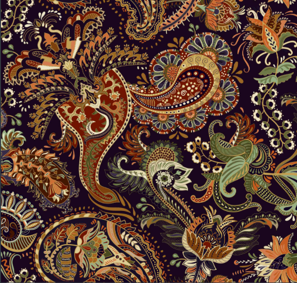 桃皮绒复合布  民族风腰果系列 数码印花 一米起印详情图4