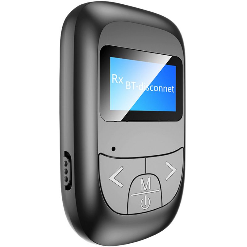 Bluetooth receiver transmitter 2-in-1 with display, built-in battery, 3.5mm audio, Bluetooth adapter 5.0