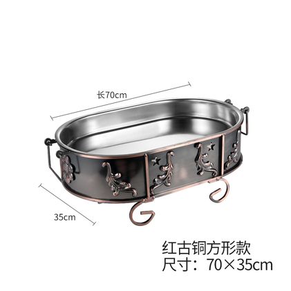 New stainless steel seafood stove, seafood star plate, commercial platter, alcohol stove, seafood pot, round lobster plating