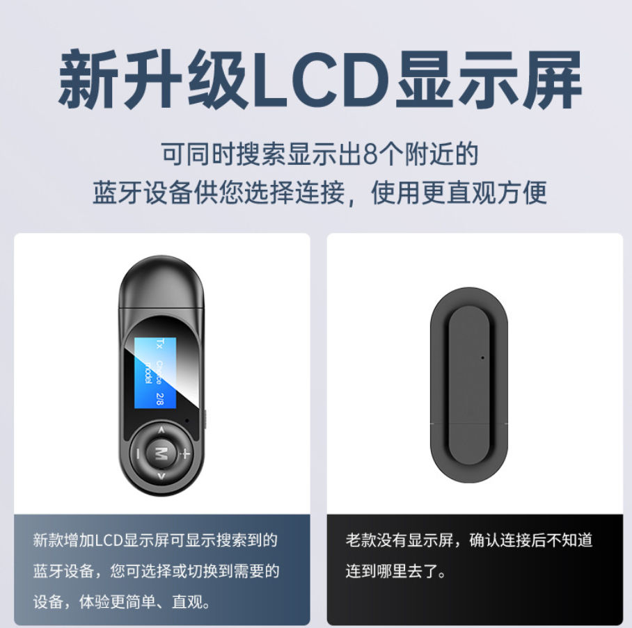蓝牙音频接收器发射器3.5mm二合一LCD数显USB蓝牙适配器详情2