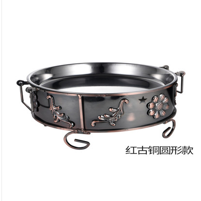 New stainless steel seafood stove, seafood star plate, commercial platter, alcohol stove, seafood pot, round lobster tray, 40cm detail image 1
