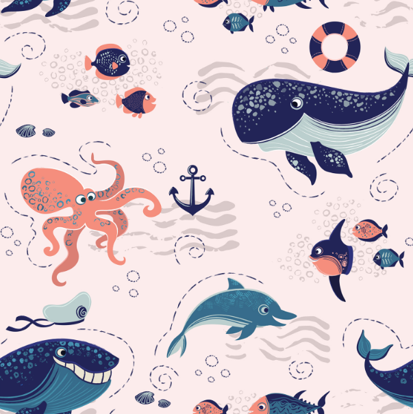 900D弹丝PU 海底世界系列 数码印花 一米起印 箱包等面料详情图4