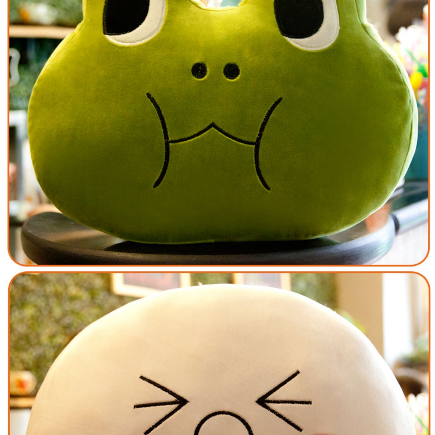 汽车头枕护颈枕车用靠枕一对汽车座椅腰靠枕可爱卡通车枕四季通用青蛙