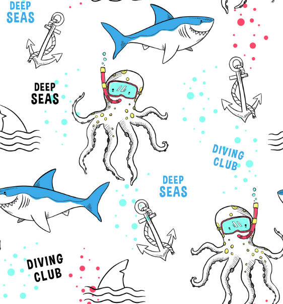 900D弹丝PU 海底世界系列 数码印花 一米起印 箱包等面料详情图2