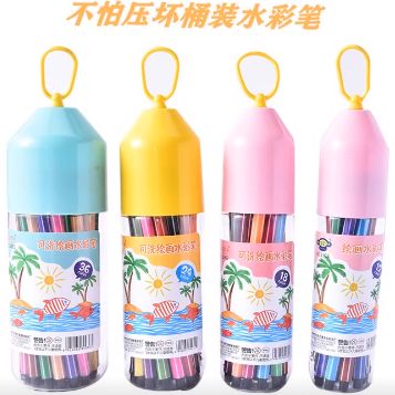 学生涂鸦彩色绘画笔12色桶装