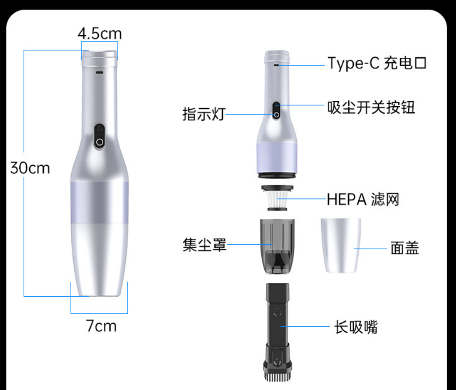 车载吸尘器车用无线充电汽车内家用两用专用小车型大功率详情5