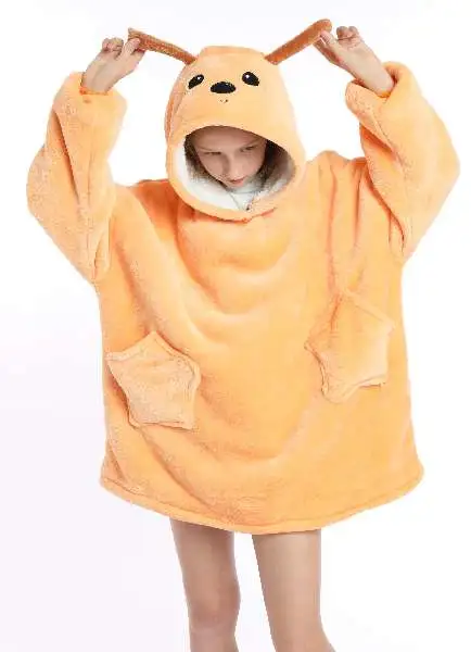 Double-layered thickened sheepskin pajamas and cartoon hooded jackets for children detail image 3