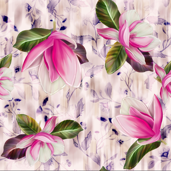290 Twill composite digital Printed Flower Series, large stock of high, medium and low-end leather fabric, factory direct sales, hot-selling new styles detail image 4