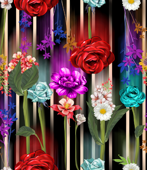 290 Twill composite digital Printed Flower Series, large stock of high, medium and low-end leather fabric, factory direct sales, hot-selling new styles detail image 1