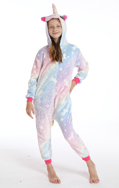 One-piece animal pajamas with luminous fluorescence for children's export, flannel cartoon animal parent-child style, thickened autumn and winter toilet version new style detail image 9