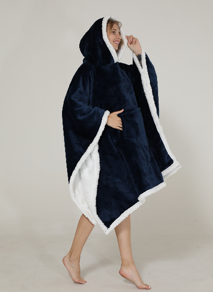 Cape blanket, TV blanket, sofa, nap blanket, thickened cover blanket for autumn and winter, outdoor blanket, adult and parent-child style wearing hat details Picture