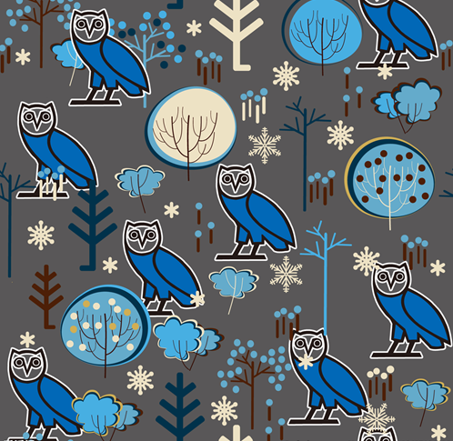 银丝布复合 猫头鹰系列 数码印花 一米起印，箱包等面料详情图3