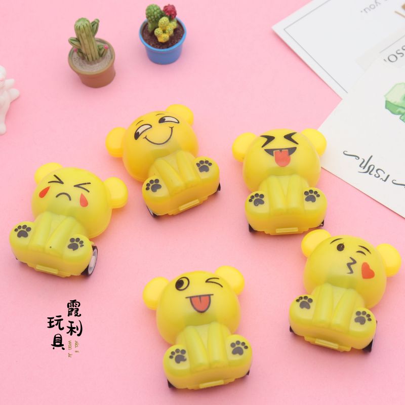 Wechat business ground promotion: Cartoon expression little power cart, children's plastic toys, gifts, gacha party Specification image