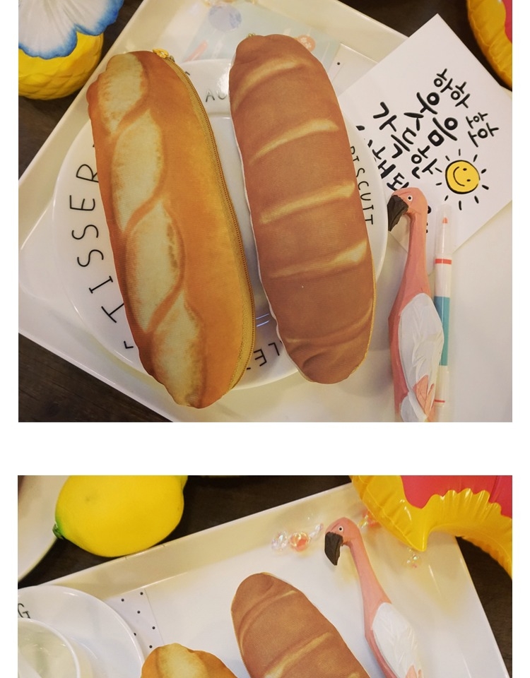 Plush pen case, bread pen case, cartoon Japanese and Korean simulation pen case, student cartoon pen case detail image 2