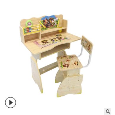 Adjustable height lift home study desk and chair set Simple cartoon desk for students