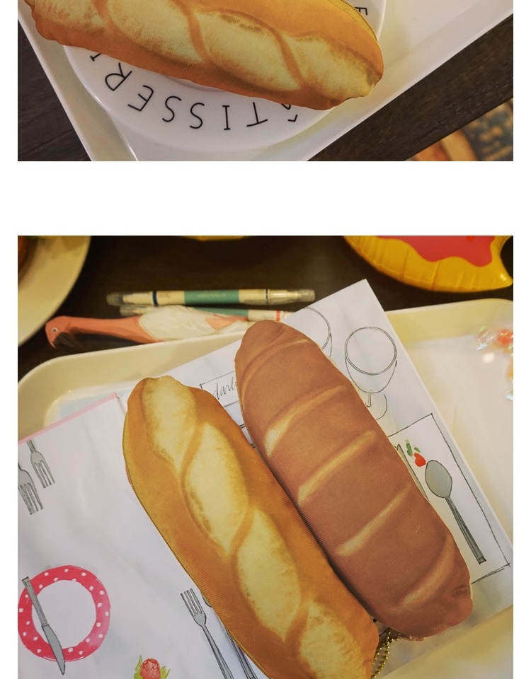 Plush pen case, bread pen case, cartoon Japanese and Korean simulation pen case, student cartoon pen case detail image 4