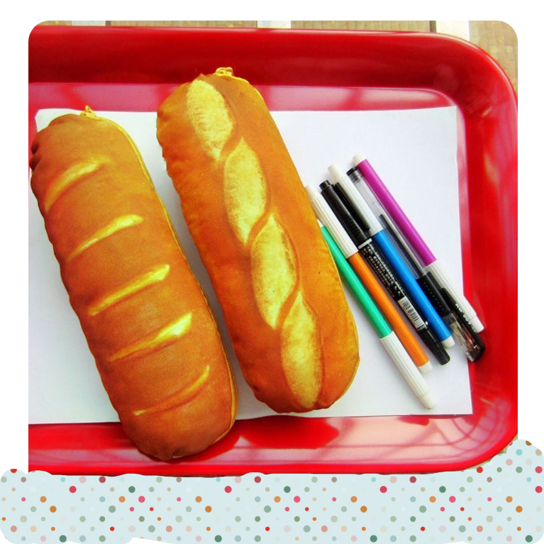 Plush pen case, bread pen case, cartoon Japanese and Korean simulation pen case, student cartoon pen case