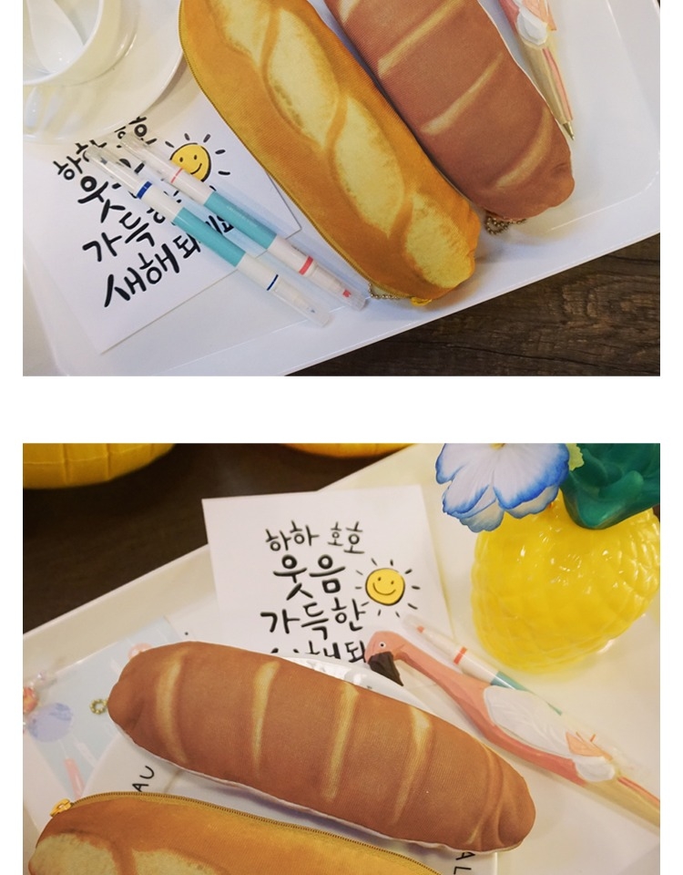 Plush pen case, bread pen case, cartoon Japanese and Korean simulation pen case, student cartoon pen case detail image 5