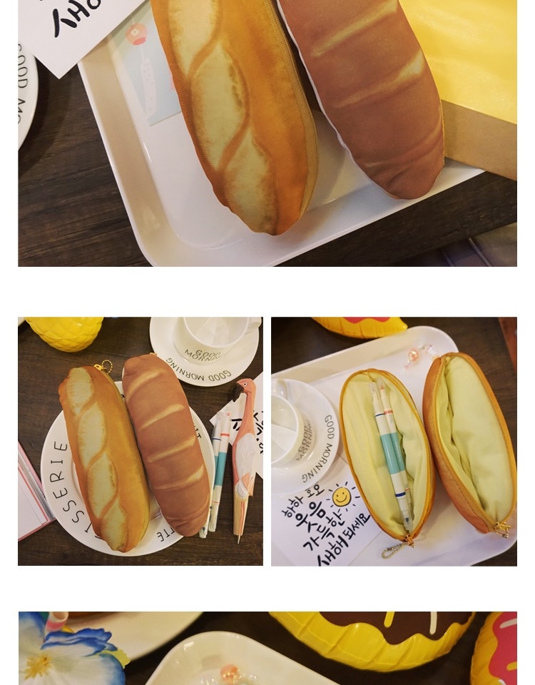 Plush pen case, bread pen case, cartoon Japanese and Korean simulation pen case, student cartoon pen case detail image 3