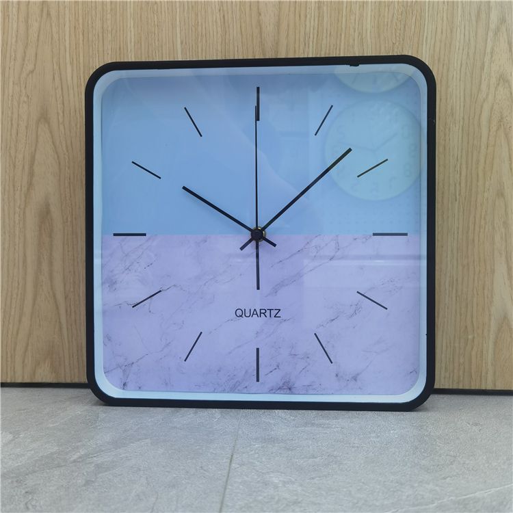 12英寸见方双色现代装饰简易客厅无声挂钟细节图