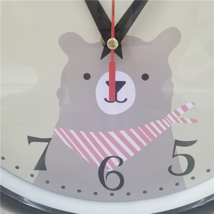 27cm modern furniture, round, cheap wholesale, simple style animal face, children's bedroom decoration, silent wall clock detail image 2