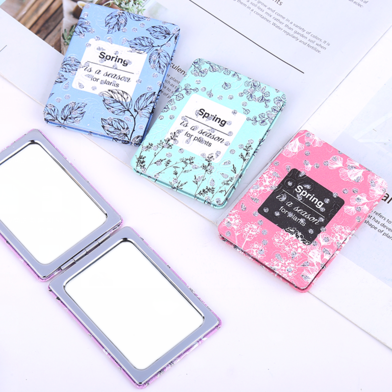 长方时尚PU双面闪钻随身镜化妆镜子化妆镜子详情图1