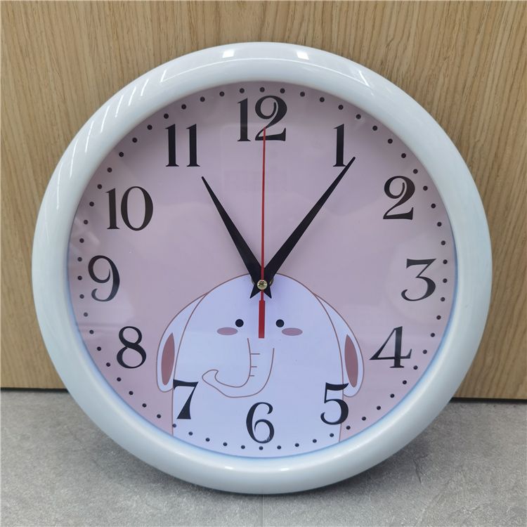 27cm modern furniture, round, cheap wholesale, simple style animal face, children's bedroom decoration, silent wall clock Specification image