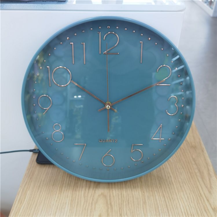 现代装饰12英寸无声三维金色数码极简艺术设计塑料家居廉价挂钟细节图