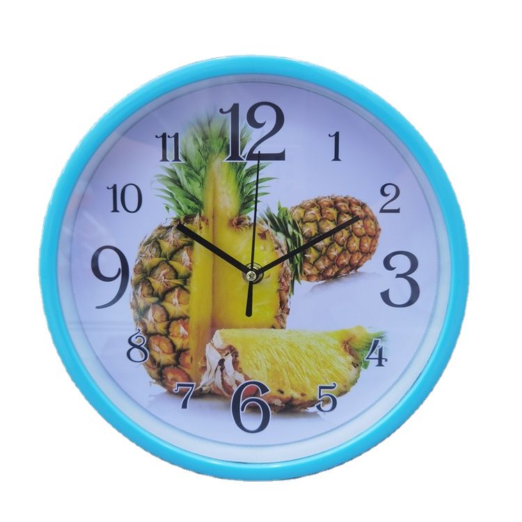 25cm manufacturer's low-price round plastic wholesale simple living room fruit digital clock face decorative wall clock