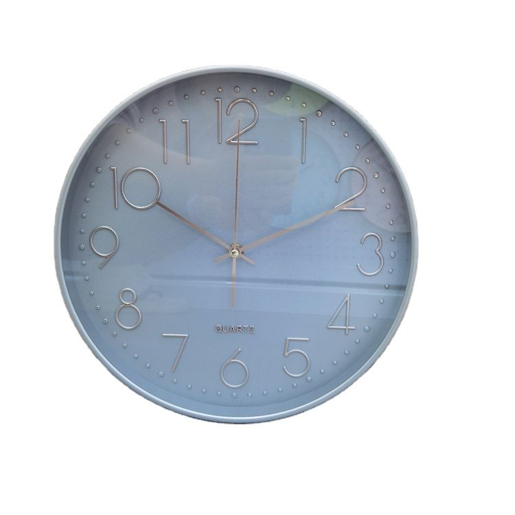 现代装饰12英寸无声三维金色数码极简艺术设计塑料家居廉价挂钟