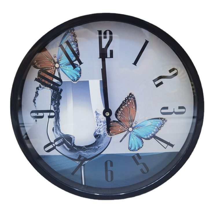 12英寸圆形动物装饰设计面时尚黑白家居客厅静音数字石英挂钟