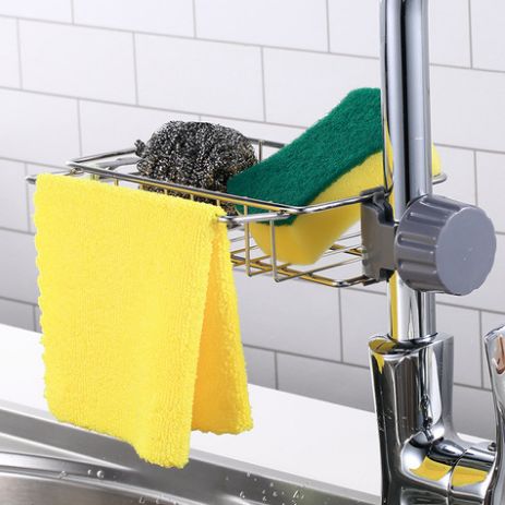 Stainless steel faucet storage rack